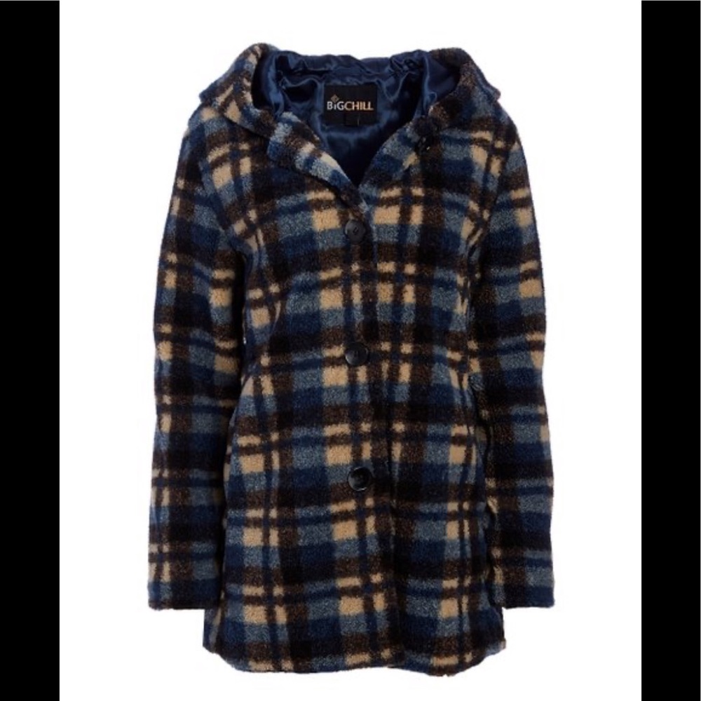 NWT Royal Plaid Bouclé Teddy Coat - Women Large